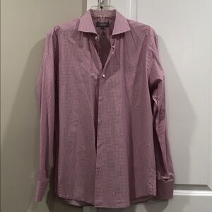 Neiman Marcus Lavender Checkered Dress Shirt